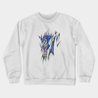 Dragon Unique Blue Purple Black White Colorful Abstract Art Crewneck Sweatshirt